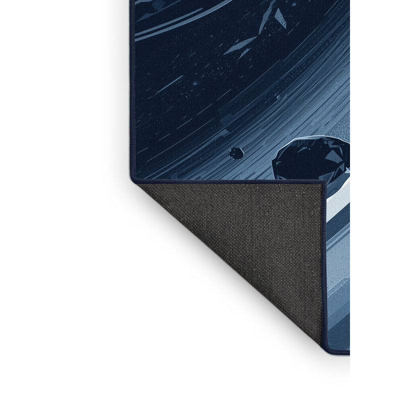 Tapis bleu moelleux et moderne à motif abstrait doux et moelleux Clements, 7 x 9