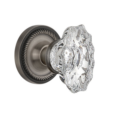 Bouton de porte de mortaise intérieure en cristal avec rosette chateau Rope