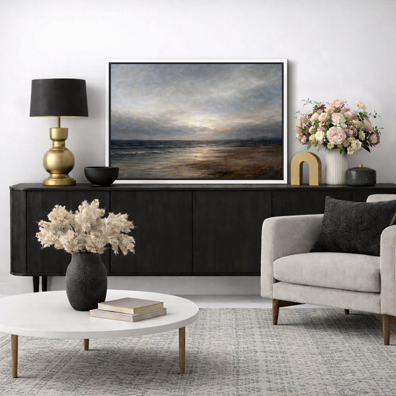 Moody Coastal Shoreline, H 24 po x l 36 po x P 1,5 po, Cadre blanc