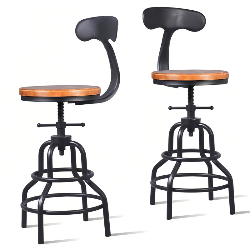 Frumie Swivel Adjustable Height Counter Stool, Natural, 2 Pieces