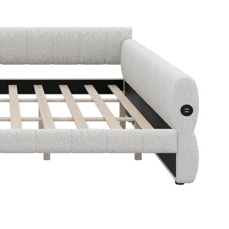 Modern Upholstered Platform Bed, White