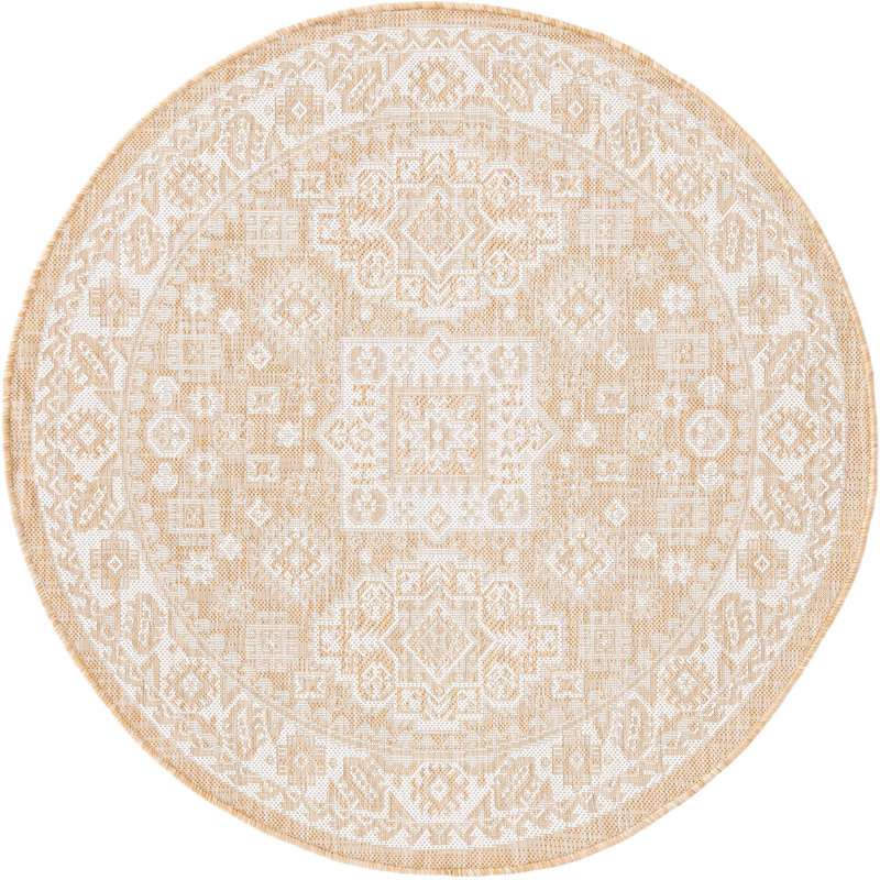 Outdoor Chand Rug Orange Color, Round 4'