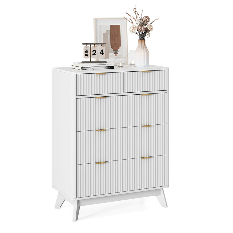 Donati 5-Drawer Dresser, 31.5"W Wood Chest of Drawers, White