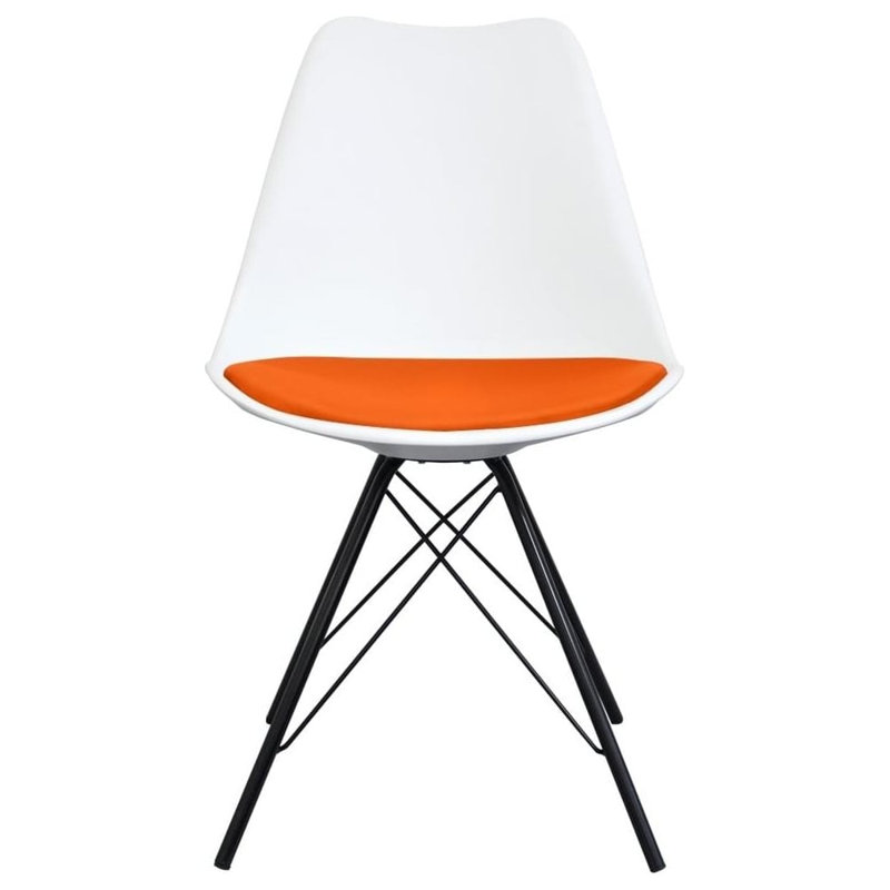 Aneta Plastic Side Chair, Orange/White