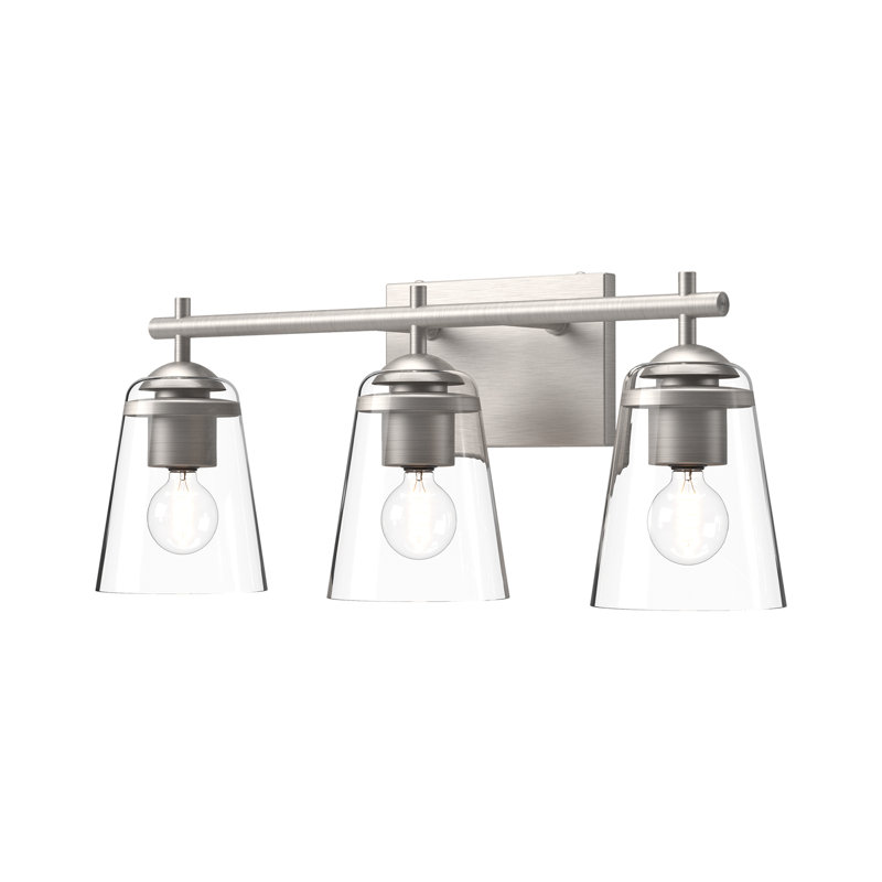 Barre d'éclairage de salle de bain 3 lumières Addison, Nickel brossé