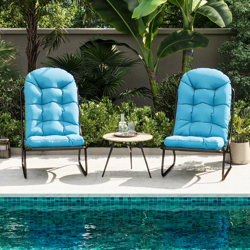 2-Pcs Outdoor Seat/Back Cushion For Adirondack Chair, Blue