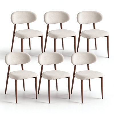 Upholstered Linen Blend Dining Chair in Beige