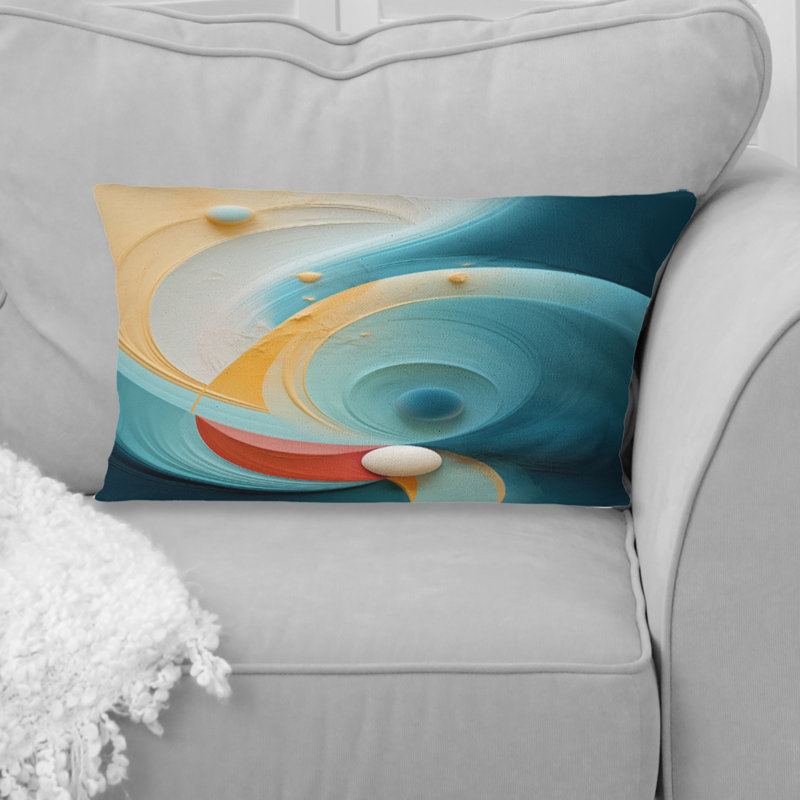 Contemplating Divinity Turquoise Retro - Coussin décoratif imprimé géométrique abstrait
