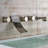 Brushed Nickel Triple Handle Wall-Mounted Waterfall Tub Faucet – Elegant Design with Hand Shower