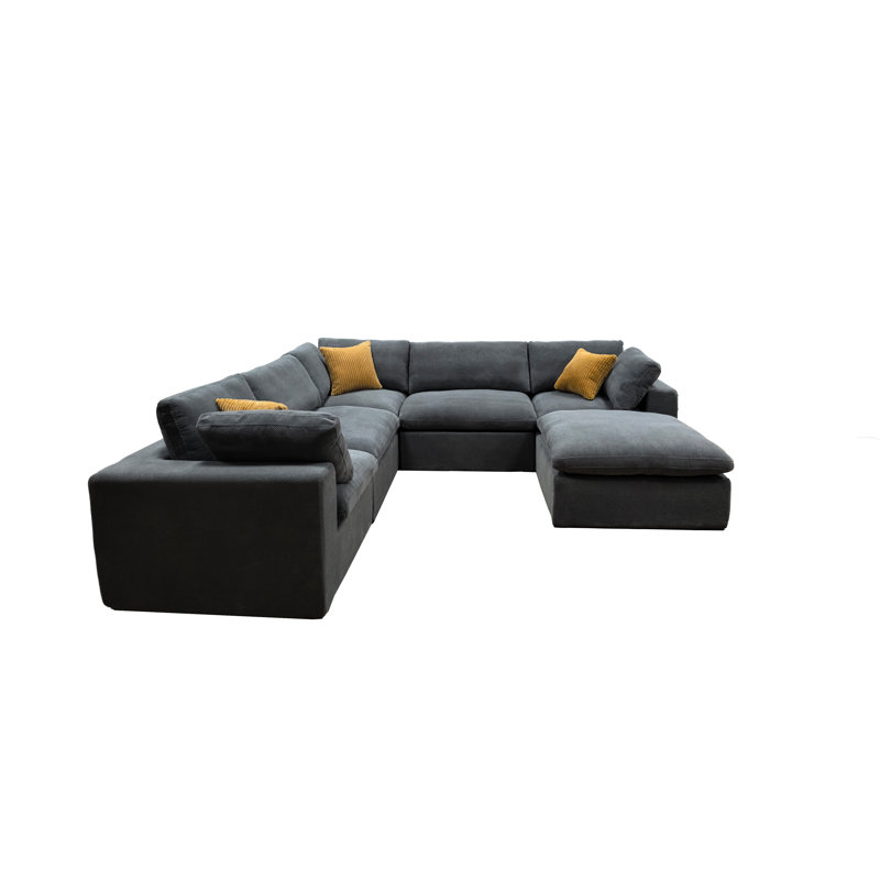 Mowywihead Full Compressed Modular Sectional, Light Gray