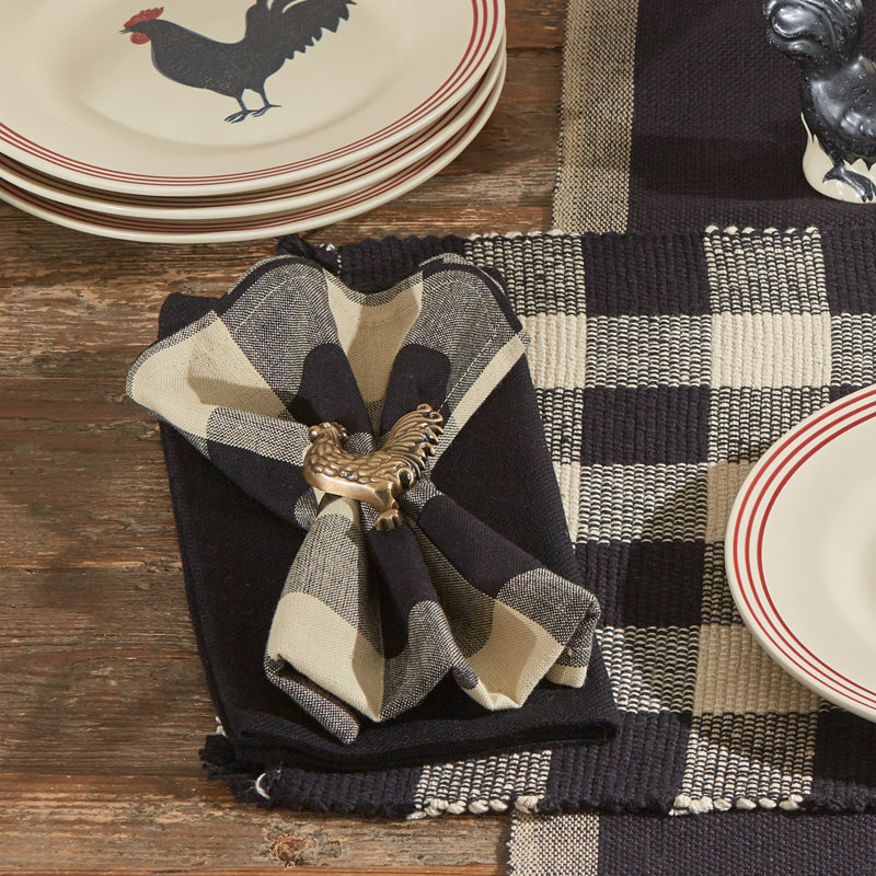  Black Buffalo Check Napkin Set of 4, Black/Cream