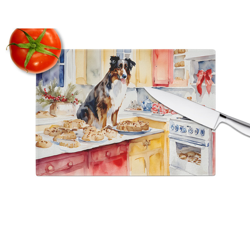 Planche à découper en verre avec biscuits de Noël australien