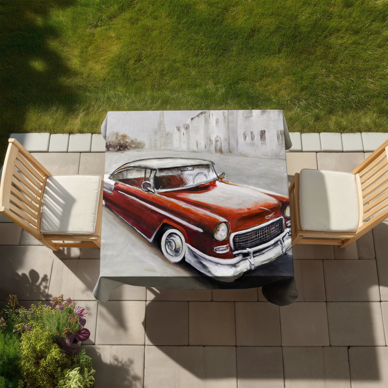 Vintage Classic Car Tablecloth - Indoor/Outdoor Home Decor