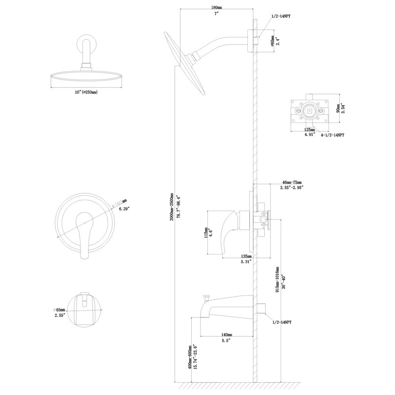 Wall Mount 10" Round Rain Shower Head And Waterfall Tub Spout In Brushed Nickel - Valve, Easy Installation Sanitary Assurance Guarantee Mounted With -balanced Install & Clean