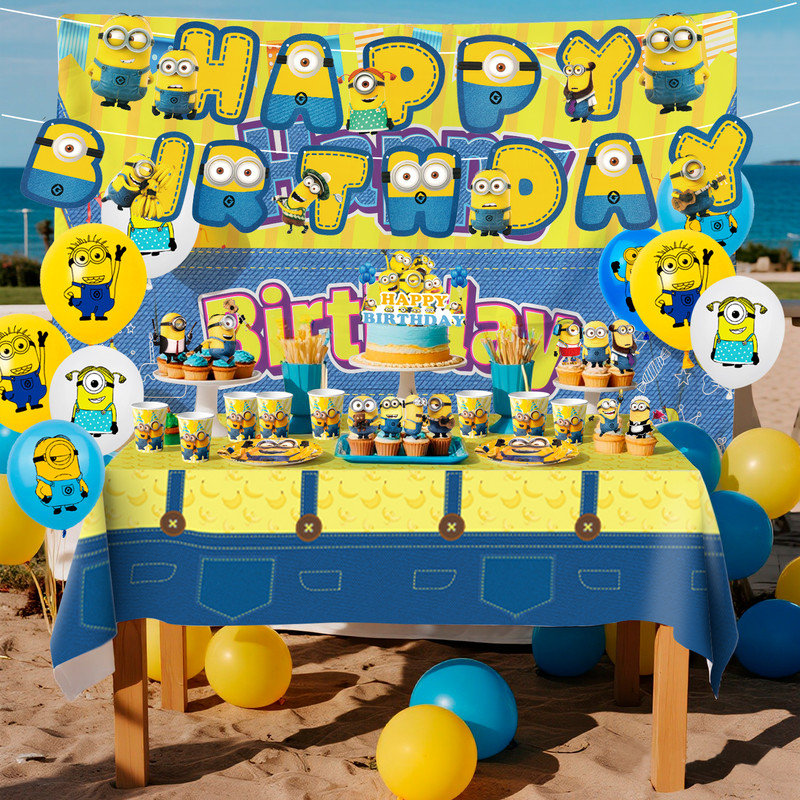 Minions Party Supplies, 98Pcs Minions Party Decorations & Tableware Set