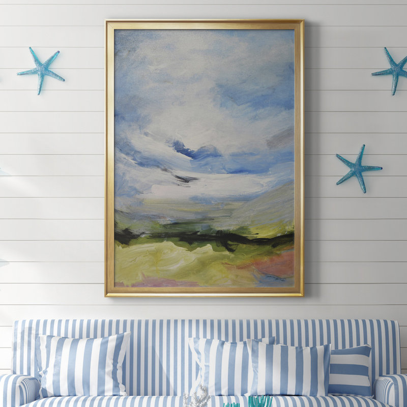 " Around The Clouds IV ", Gold Framed Canvas, 36.5" H x 26.5" W x 1.5" D