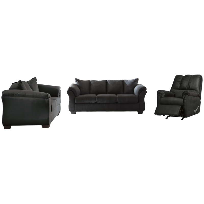 Darcy 3 - Piece Living Room Set, Black 100% Polyester