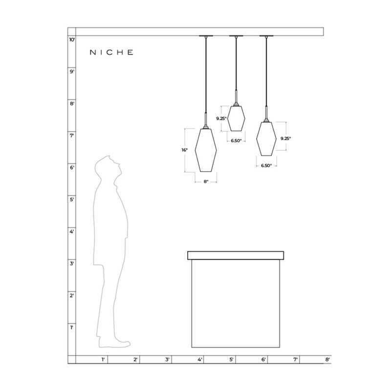 Marquise 1 - Light Pendant, Gray