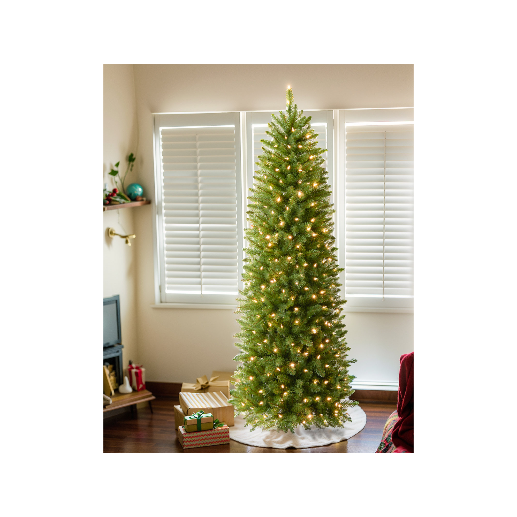 Lighted Artificial Spruce Christmas Tree, 9', Multicolored
