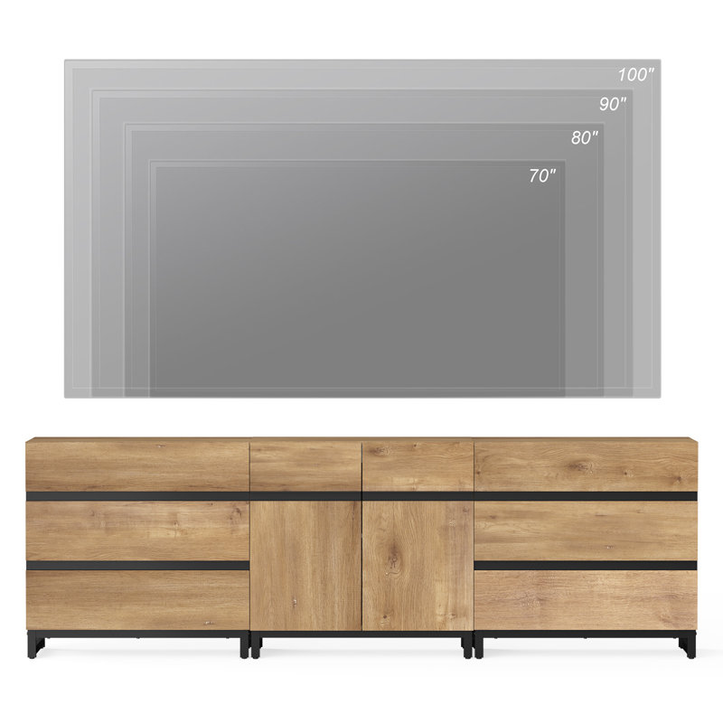 Aadam Modern TV Stand For Tvs Up To 100 Inch, 3-In-1 TV Console With Adjustable Shelves And 6 Drawers, Media Console For Living Room And Bedroom