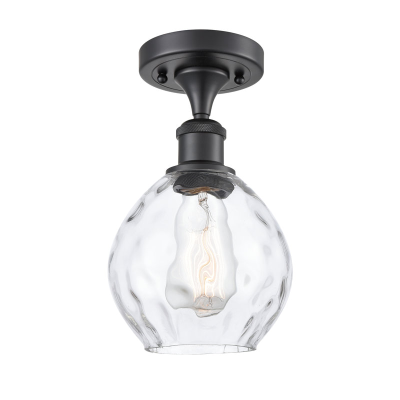Morganna Glass Semi Flush Mount, 6 Watt Vinage LED Bulb, Matte Black
