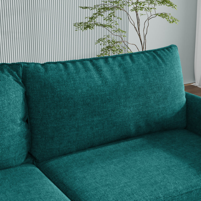 Montie 70" Chenille Round Arm Sofa, Cyan