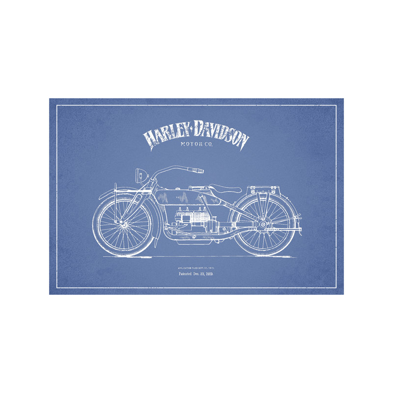 Harley Harley-Davidson Motorcycles (Light Blue) I by Aged Pixel - Print on Canvas, 20.32 cm H x 30.48 cm W, Wrapped Canvas