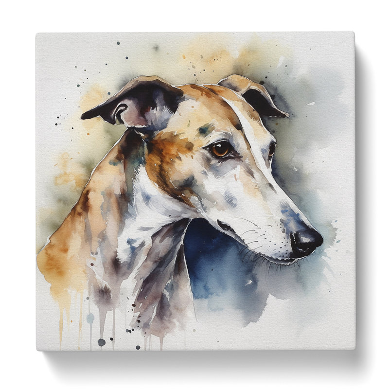 Greyhound Dog Watercolour No.1 - Wrapped Canvas
