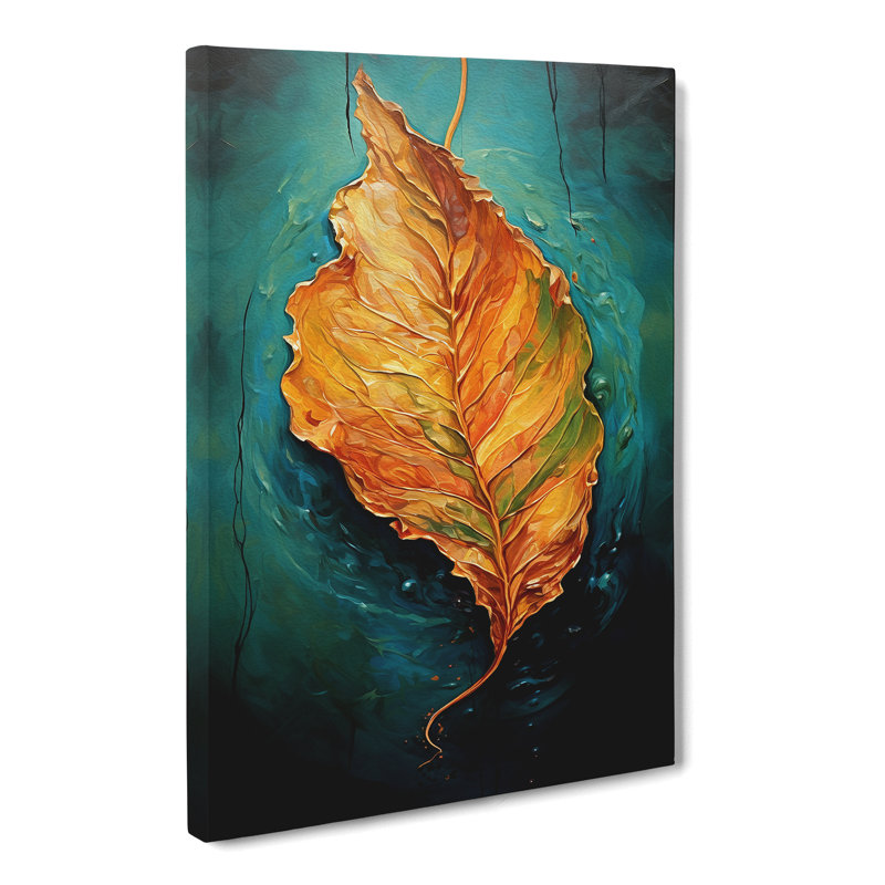 Leaf Action Painting - Wrapped Canvas, 60cm H x 40cm W x 3cm D