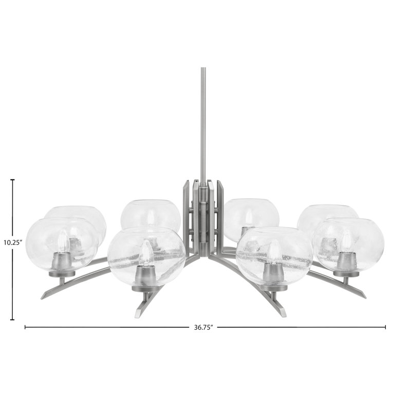 Lustre lumineux avec verre à bulles 7 po Kurve, H 58,25 po x l 36,75 po x P 36,75 po, Graphite, 8