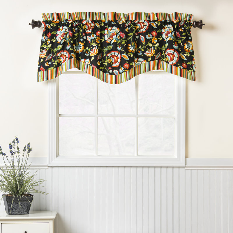 Cambridge Noir Traditional Cotton Floral Deanna Valance