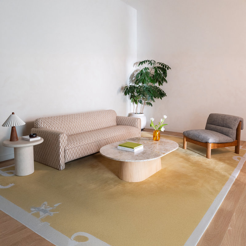 Leo Sofa Chartreuse, Geometric Shapes Tan