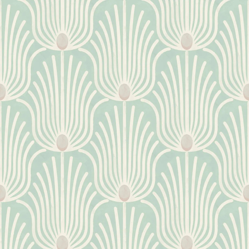 Carlyle Feather - Wallpaper, Sunbleached Teal, Peel & Stick