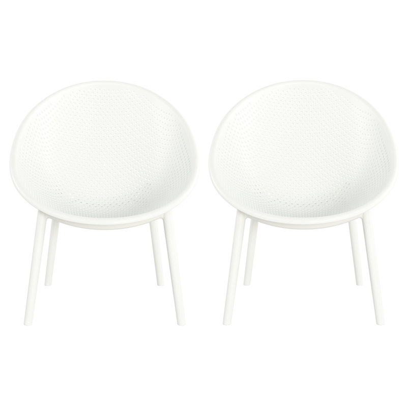 De 2 sièges d'appoint, style esthétique moderne, en polypropylène résistant aux intempéries, largeur de 29,76 po, nécessaire d'assemblage de la chaise 2, esthétique chic, matériau résistant aux intempéries, couleur blanche, profondeur de 30,51 po, instructions fournies
