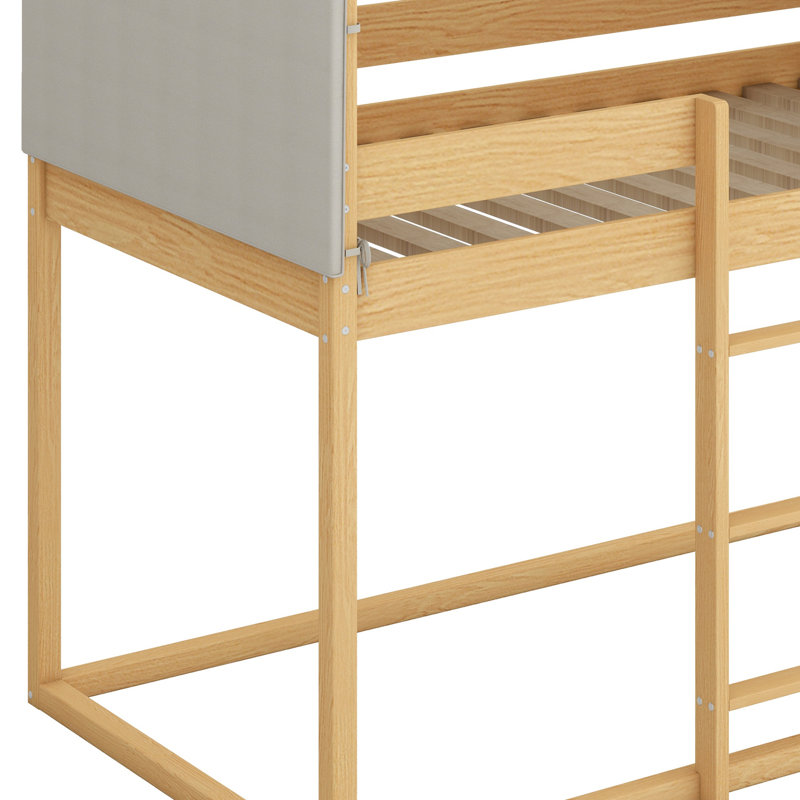 Lit superposé en bois avec tente, Naturel