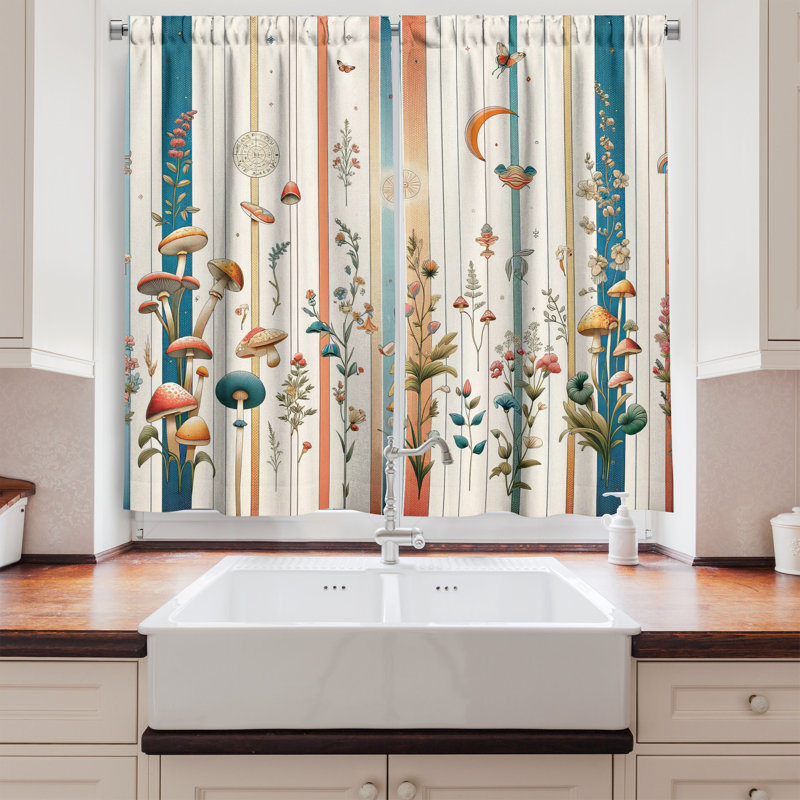 Floral Kitchen Curtain, 55" W x 30" L