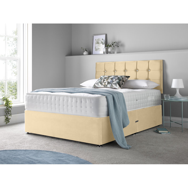 Adarah Divan Bed Set, Cream, Single (3'), Left Side Drawers