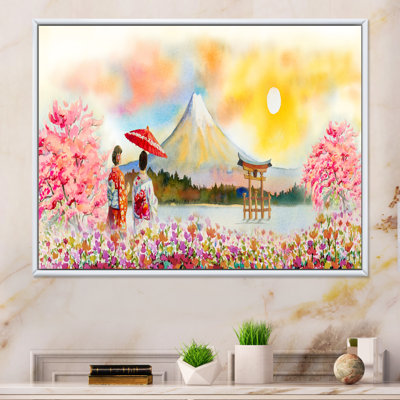 Célèbre points de repère du Japon - reproduction sur toile avec cadre flottant