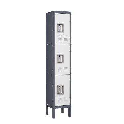Armoire de rangement en métal à 3 niveaux pour employés 12 po - Armoire de rangement polyvalente pour la maison, le bureau et la salle de sport (plusieurs couleurs disponibles)