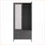 Commodes et amp; Armoires-penderie, armoire en métal rétro simple avec tiroirs, miroir et amp; Tringle suspendue - Gris foncé | Gris | Acier