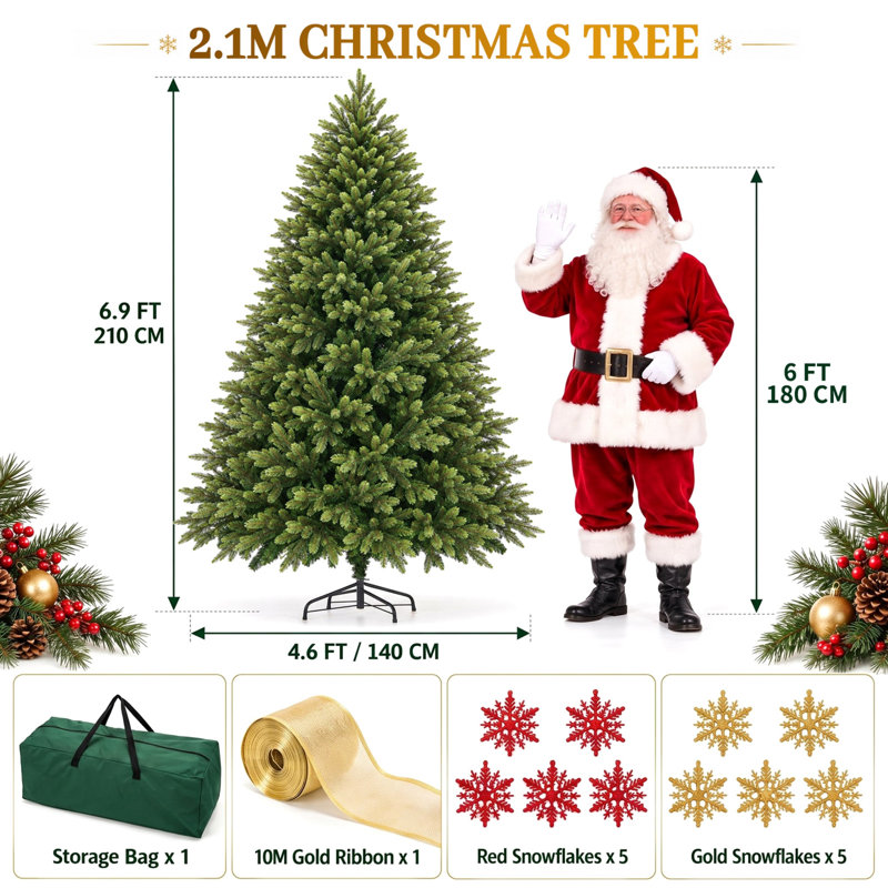Pre-Lit Artificial Christmas Tree with 350-460 LED Warm Lights, 82 po