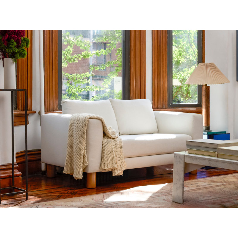 Essential Loveseat, Cylinder, Cashew Recycled Velvet