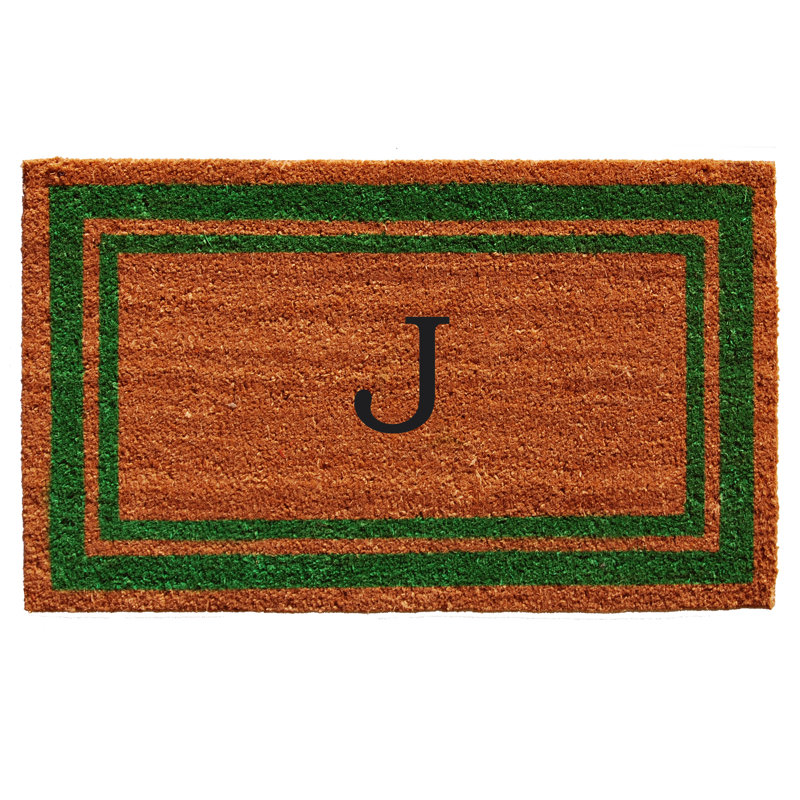 Tapis d'entrée antidérapant Stortz, Rectangle 1 pi 6 po x 2 pi 6 po, J, Vert / Brun