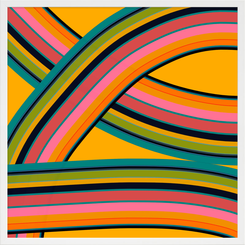 Fiesta Twist By Jacques Pilon - Framed Wall Art, White Wood, 30" H x 30" W x 1.25" D