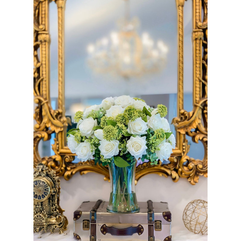 Very Large White Real Touch Rose & Tulip Stems – Luxury Faux Floral Stems