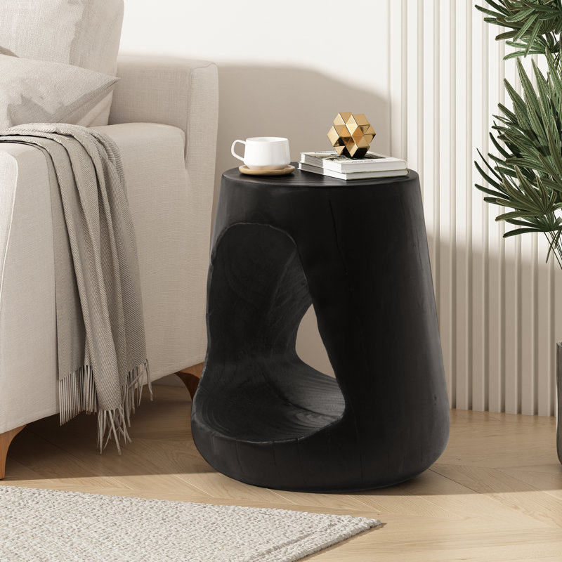 Table d'appoint ronde noire Hollow
