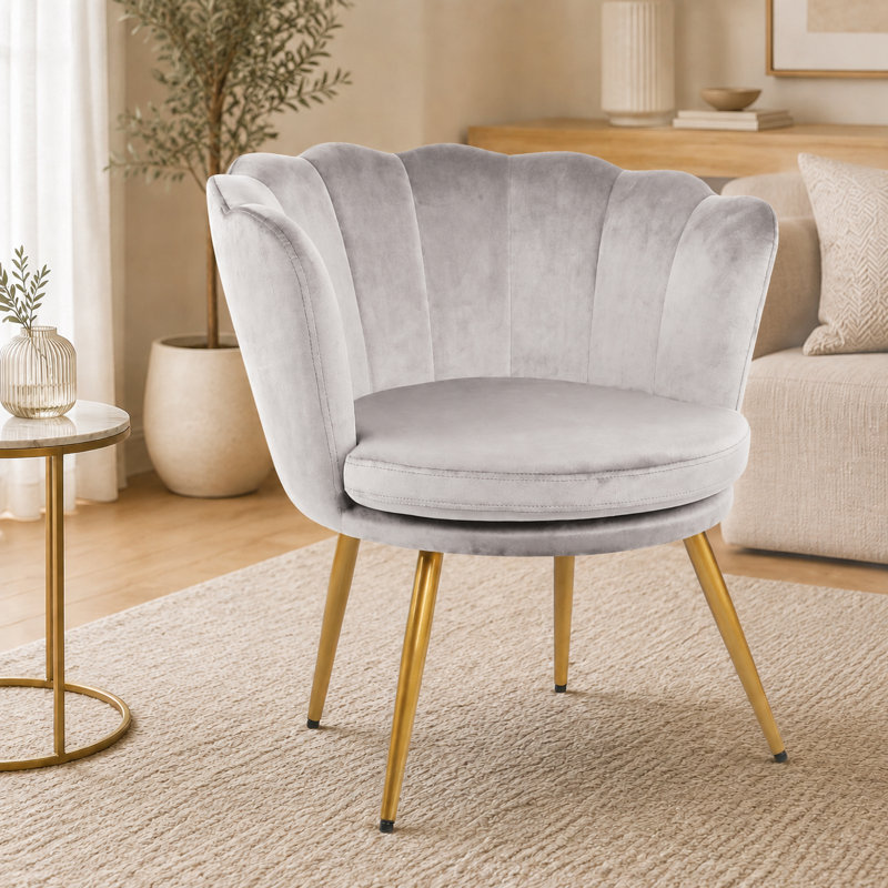 Octavius Velvet Barrel Chair, Grey