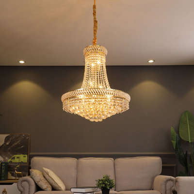 Lustre en cristal 14 niveaux à intensité variable 14 lumières 31,5 pouces