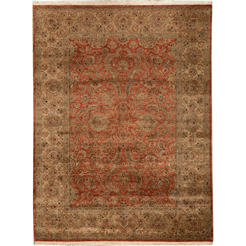 Wool Oriental Area Rug in Rust/Beige