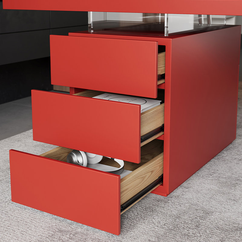 Bureau en bois massif avec tiroirs, H 29,53 po x l 86,61 po x P 31,5 po